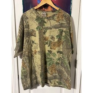 Outdoors Camouflage Pocket T Shirt Mens 3XL Tree Bark Leaf Pattern vintage